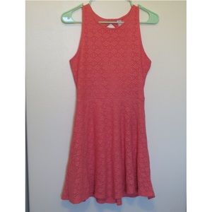 Summer peach coral eyelet lace dress